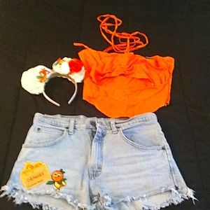 New Disney Florida Bird one of a kind Jean short 3 pc set with Beautiful Patches